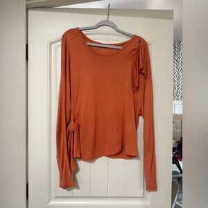Zara Rust Long Sleeve Top with Bow Detail